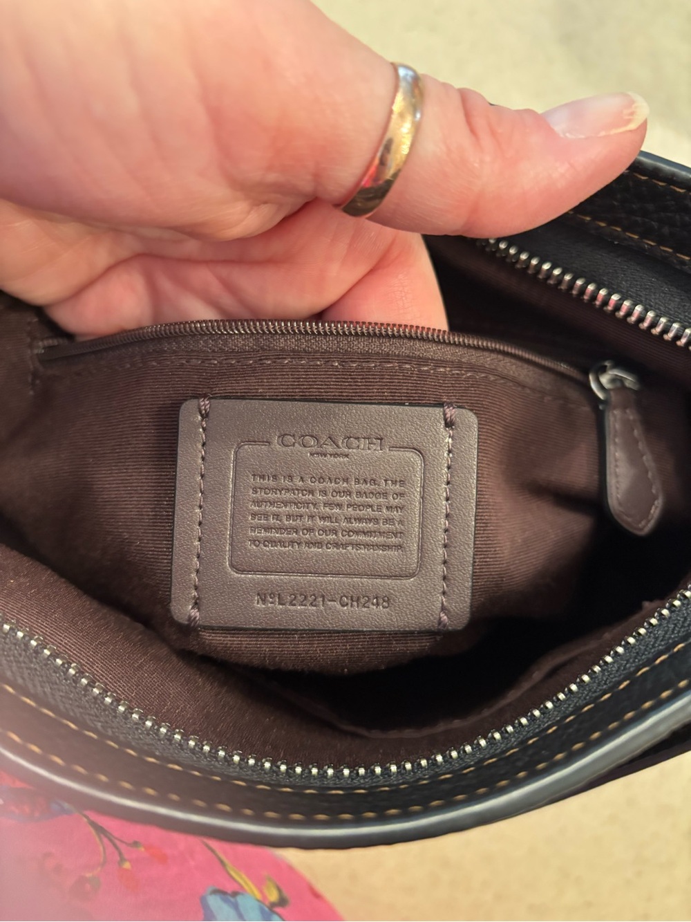COACH Black Leather Crossbody with Brown Logo Stripes - Picture 4 of 6